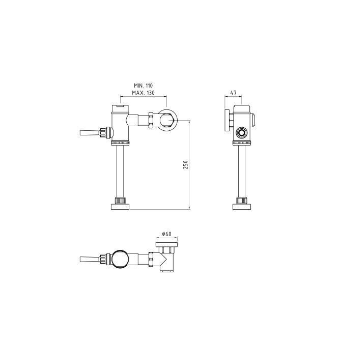 Fluxómetro mecánico para urinario palanca indirecto 23003000  VAINSA